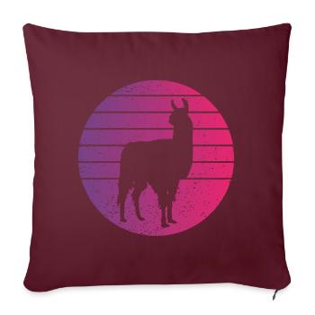 Lama Retro Style Vintage - Housse de coussin décorative 45 x 45 cm - bordeaux - Devant