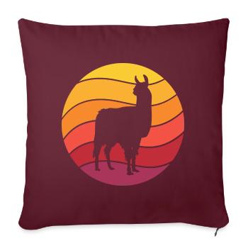 Lama Retro Style Vintage - Housse de coussin décorative 45 x 45 cm - bordeaux - Devant