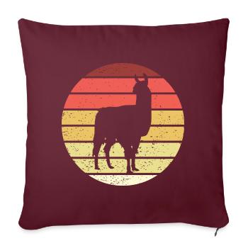 Lama Retro Style Vintage - Housse de coussin décorative 45 x 45 cm - bordeaux - Devant