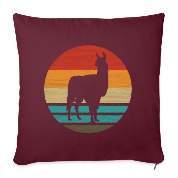 Lama Retro Style Vintage - Housse de coussin décorative 45 x 45 cm - bordeaux - Devant
