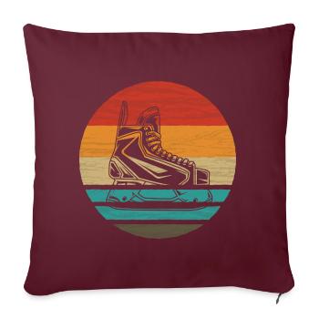 Hockey sur glace Patin à glace Style Rétro Vintage - Housse de coussin décorative 45 x 45 cm - bordeaux - Devant