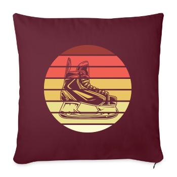 Hockey sur glace Patin à glace Style Rétro Vintage - Housse de coussin décorative 45 x 45 cm - bordeaux - Devant