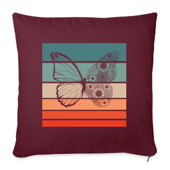 Papillon Retro Style Vintage - Housse de coussin décorative 45 x 45 cm - bordeaux - Devant