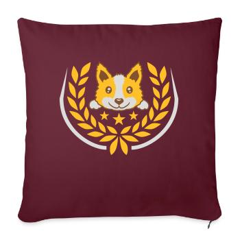 Couronne de laurier mignon design de chien - Housse de coussin décorative 45 x 45 cm - bordeaux - Devant