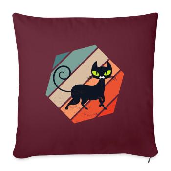 Rétro Vintage mignon félin Feral Meow animaux de - Housse de coussin décorative 45 x 45 cm - bordeaux - Devant