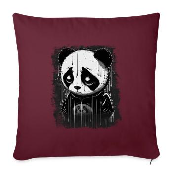niedlicher trauriger Panda - Sofakissenbezug 45 x 45 cm - Burgunderrot - Vorne