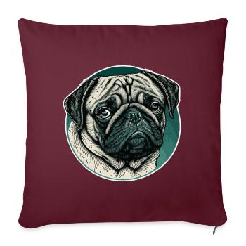Kleiner Mops - Sofakissenbezug 45 x 45 cm - Burgunderrot - Vorne