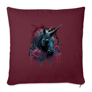 Rose et Licorne - Housse de coussin décorative 45 x 45 cm - bordeaux - Devant