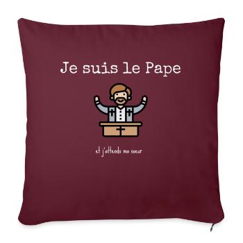 Odile Deray Je suis le Pape et j'attends ma soeur - Housse de coussin décorative 45 x 45 cm - bordeaux - Devant