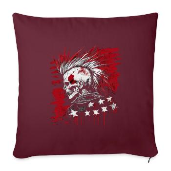 Horreur Punk Zombie Crâne - Housse de coussin décorative 45 x 45 cm - bordeaux - Devant