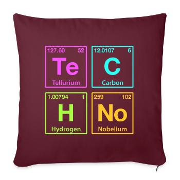 Techno Rave Electro Raver Chemie Periodensystem - Sofakissenbezug 45 x 45 cm - Burgunderrot - Vorne