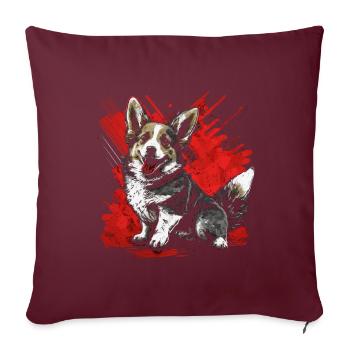 Corgi gallois - Housse de coussin décorative 45 x 45 cm - bordeaux - Devant
