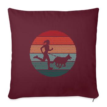 Chien Sports Chien Trekking Chien Course Canicross - Housse de coussin décorative 45 x 45 cm - bordeaux - Devant