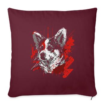 Corgi gallois - Housse de coussin décorative 45 x 45 cm - bordeaux - Devant