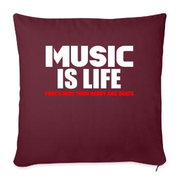 La musique, c’est la vie - Housse de coussin décorative 45 x 45 cm - bordeaux - Devant