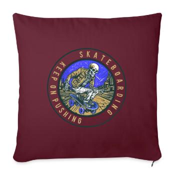 Skull Skeleton Skateboard Skater Cadeau - Housse de coussin décorative 45 x 45 cm - bordeaux - Devant