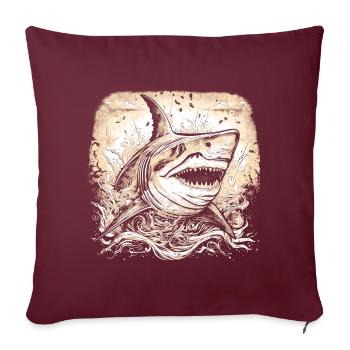 Requin rétro cool juste sauter hors de l’eau - Housse de coussin décorative 45 x 45 cm - bordeaux - Devant