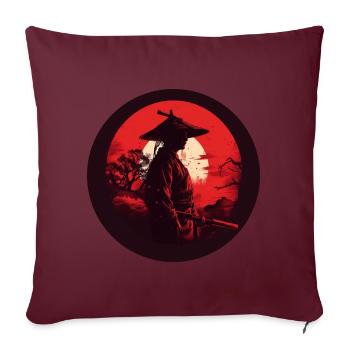 Samurai mit Schwert Katana rote Sonne Silhouette - Sofakissenbezug 45 x 45 cm - Burgunderrot - Vorne