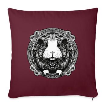 Meerschweinchen mit Ornamenten - Sofakissenbezug 45 x 45 cm - Burgunderrot - Vorne