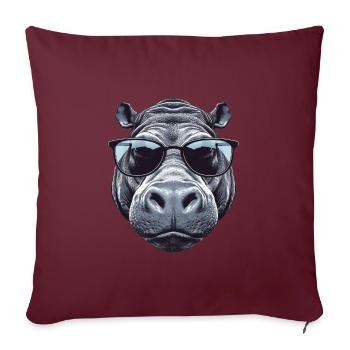 Nilpferd mit Sonnenbrille - Sofakissenbezug 45 x 45 cm - Burgunderrot - Vorne