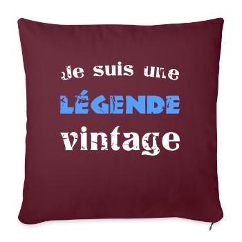 Légende vintage - phrase drôle vieux - Housse de coussin décorative 45 x 45 cm - bordeaux - Devant