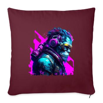 Gorille, animal de la collection Cyber Squad - Housse de coussin décorative 45 x 45 cm - bordeaux - Devant
