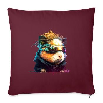 Cochon d'inde, animal de la collection Cyber Squad - Housse de coussin décorative 45 x 45 cm - bordeaux - Devant