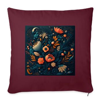 Botanicals Blumenmuster - Sofakissenbezug 45 x 45 cm - Burgunderrot - Vorne