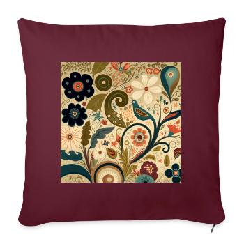Botanicals Herbstliches Blumenmuster - Sofakissenbezug 45 x 45 cm - Burgunderrot - Vorne