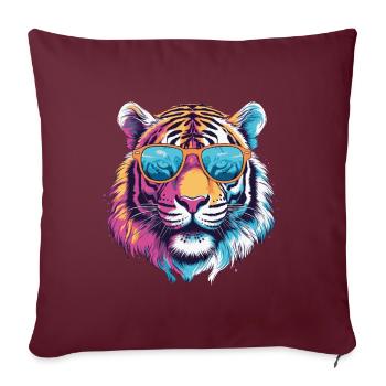 Tigre avec des lunettes de soleil - Housse de coussin décorative 45 x 45 cm - bordeaux - Devant