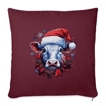 Vache de Noël - Housse de coussin décorative 45 x 45 cm - bordeaux - Devant