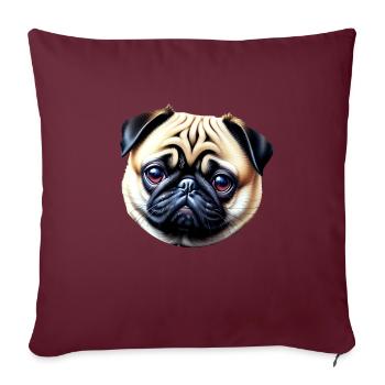 Französischer Bulldoggenhund - Sofakissenbezug 45 x 45 cm - Burgunderrot - Vorne