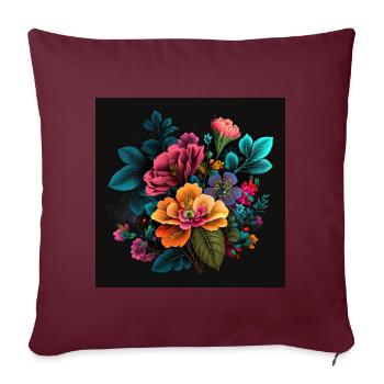 Botanicals Blumenmuster - Sofakissenbezug 45 x 45 cm - Burgunderrot - Vorne