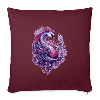 Art du cygne - Housse de coussin décorative 45 x 45 cm - bordeaux - Devant