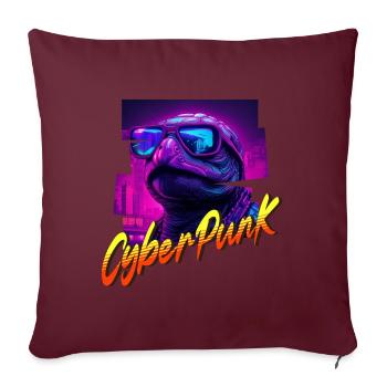 Tortue Cyberpunk - Housse de coussin décorative 45 x 45 cm - bordeaux - Devant