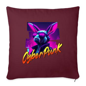 Lapin Cyberpunk - Housse de coussin décorative 45 x 45 cm - bordeaux - Devant