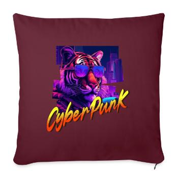 Tigre Cyberpunk - Housse de coussin décorative 45 x 45 cm - bordeaux - Devant