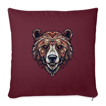 Grizzly Bear Face - Compagnon révolutionnaire - Housse de coussin décorative 45 x 45 cm - bordeaux - Devant