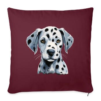 Chiot dalmatien mignon - Housse de coussin décorative 45 x 45 cm - bordeaux - Devant