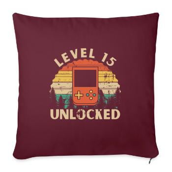 Level 15 freigeschaltet - Sofakissenbezug 45 x 45 cm - Burgunderrot - Vorne