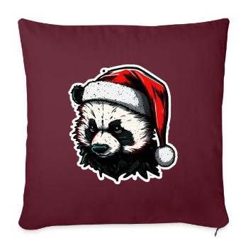 Panda de Noël effrayant - Housse de coussin décorative 45 x 45 cm - bordeaux - Devant