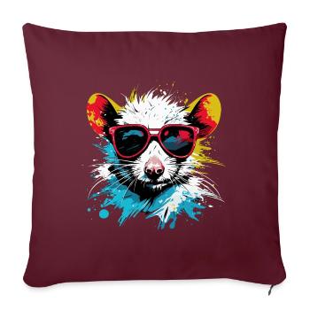 Cool Punk Rat - Housse de coussin décorative 45 x 45 cm - bordeaux - Devant