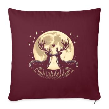 Romantische Hirsch-Vollmond-Paar-Illustration - Sofakissenbezug 45 x 45 cm - Burgunderrot - Vorne