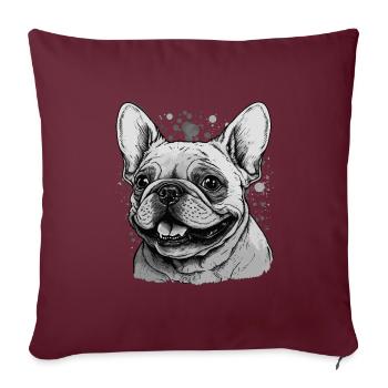 Bouledogue français coquin - Housse de coussin décorative 45 x 45 cm - bordeaux - Devant