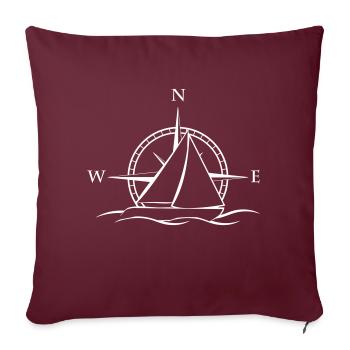 Segelboot mit Windrose neutral weiss - Sofakissenbezug 45 x 45 cm - Burgunderrot - Vorne