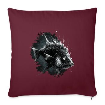 Drôle De Poisson Effrayant - Housse de coussin décorative 45 x 45 cm - bordeaux - Devant