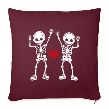 Squelettes dansants, crânes, Halloween - Housse de coussin décorative 45 x 45 cm - bordeaux - Devant