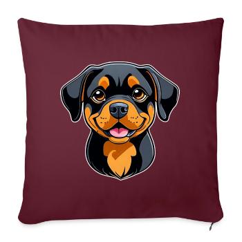 Rottweiler mignon dans un style comique - Housse de coussin décorative 45 x 45 cm - bordeaux - Devant