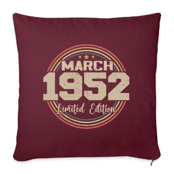 Awesome seit März 1952 Geburtstag 1952 Geschenk - Sofakissenbezug 45 x 45 cm - Burgunderrot - Vorne