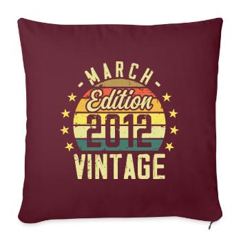 Vintage mars 2012 vintage cadeau anniversaire 2012 - Housse de coussin décorative 45 x 45 cm - bordeaux - Devant